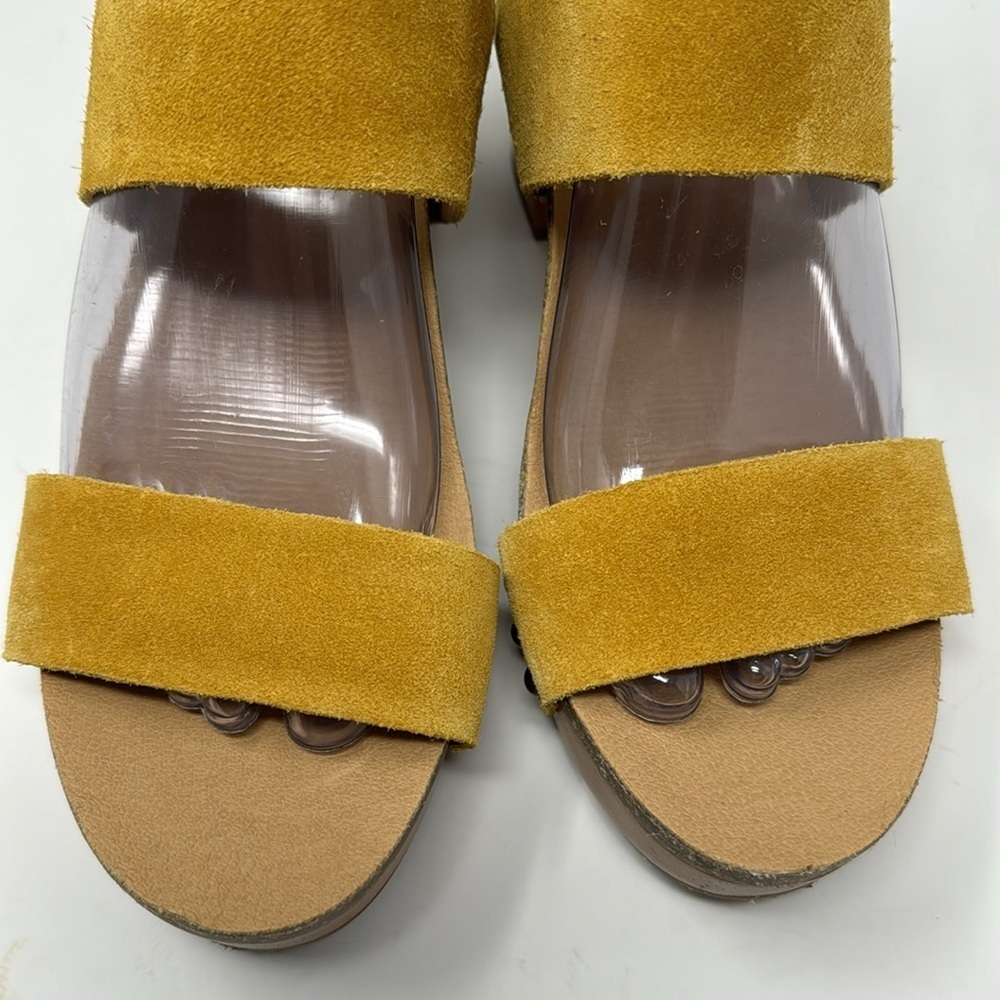 Brand New! Lucky 🍀 Brand Yellow Leather Heeled Sandals SIZE 8.5M/39 - Picture 8 of 13